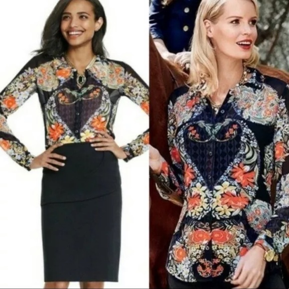 Cabi #3072 Amour Black Floral Blouse Small - Picture 2 of 8